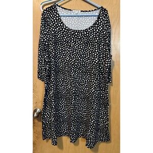 Nine Britton Midi Dress 3X Black White V-Neck 3/4 Sleeve Stretch EUC